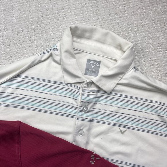 Lot x2 Callaway Golf Polo Shirts Men Sz L Blue Opti Dri / Red Performance - Picture 3 of 16